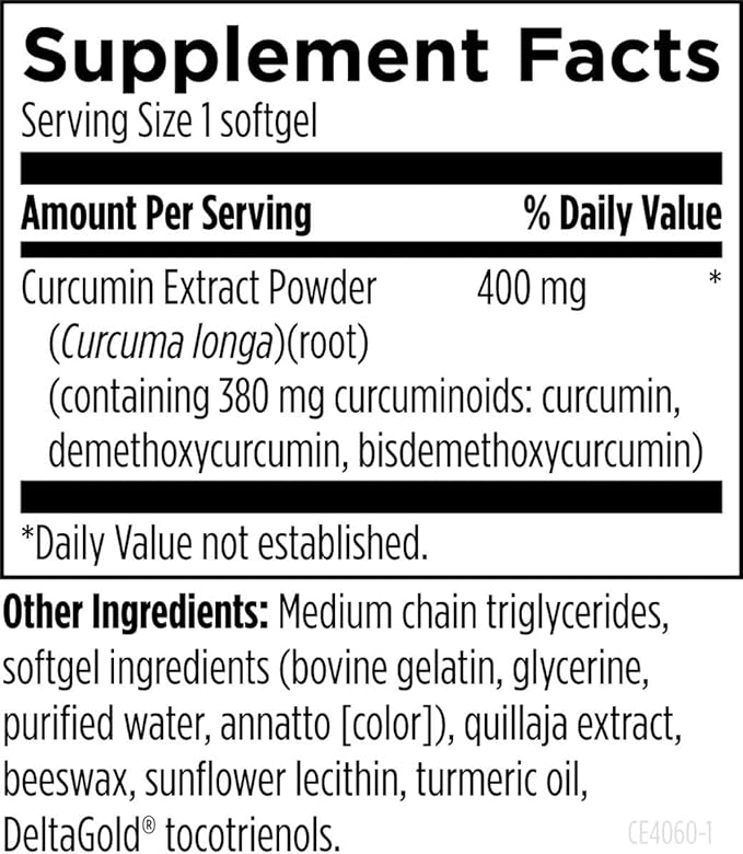 Designs for Health Curcum-Evail 400 - Bioavailable Turmeric Curcumin Supplements - Evail Emulsification Technology - Curcumin C3 Complex with Turmeric Oil + Vitamin E, Non-GMO (60 Softgels)