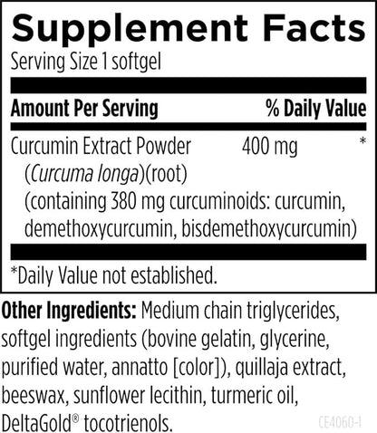 Designs for Health Curcum-Evail 400 - Bioavailable Turmeric Curcumin Supplements - Evail Emulsification Technology - Curcumin C3 Complex with Turmeric Oil + Vitamin E, Non-GMO (60 Softgels)