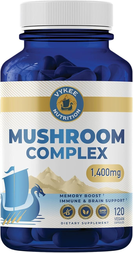 Mushroom Blend – Reishi, Lion’s Mane & Cordyceps | Supports Brain Health, Immune Function & Energy | Ideal for Mental Clarity, Endurance & Vitality | 120 Capsules