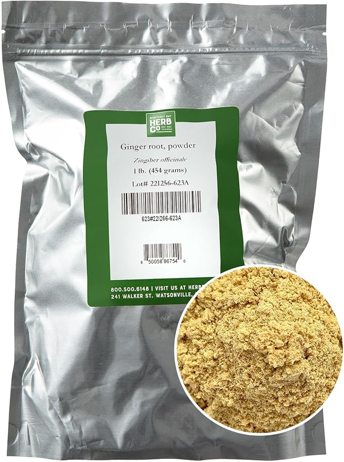 MONTEREY BAY HERB CO. Ginger Root Powder | Pungent Spice | Add to Foods | Use in Bath Soaks & Body Scrubs (1 Pound, Powder)