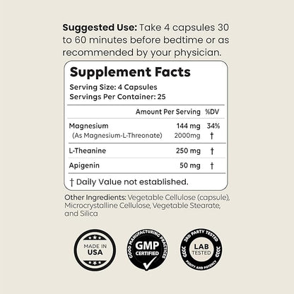 Newt's Sleep Aid | Magnesium Threonate, Apigenin & Theanine | Natural Melatonin-Free Non-Habit Forming Sleeping Pills for Deep Sleep Super Calm & Stress Relief | 100 Capsules for All Ages | Dream