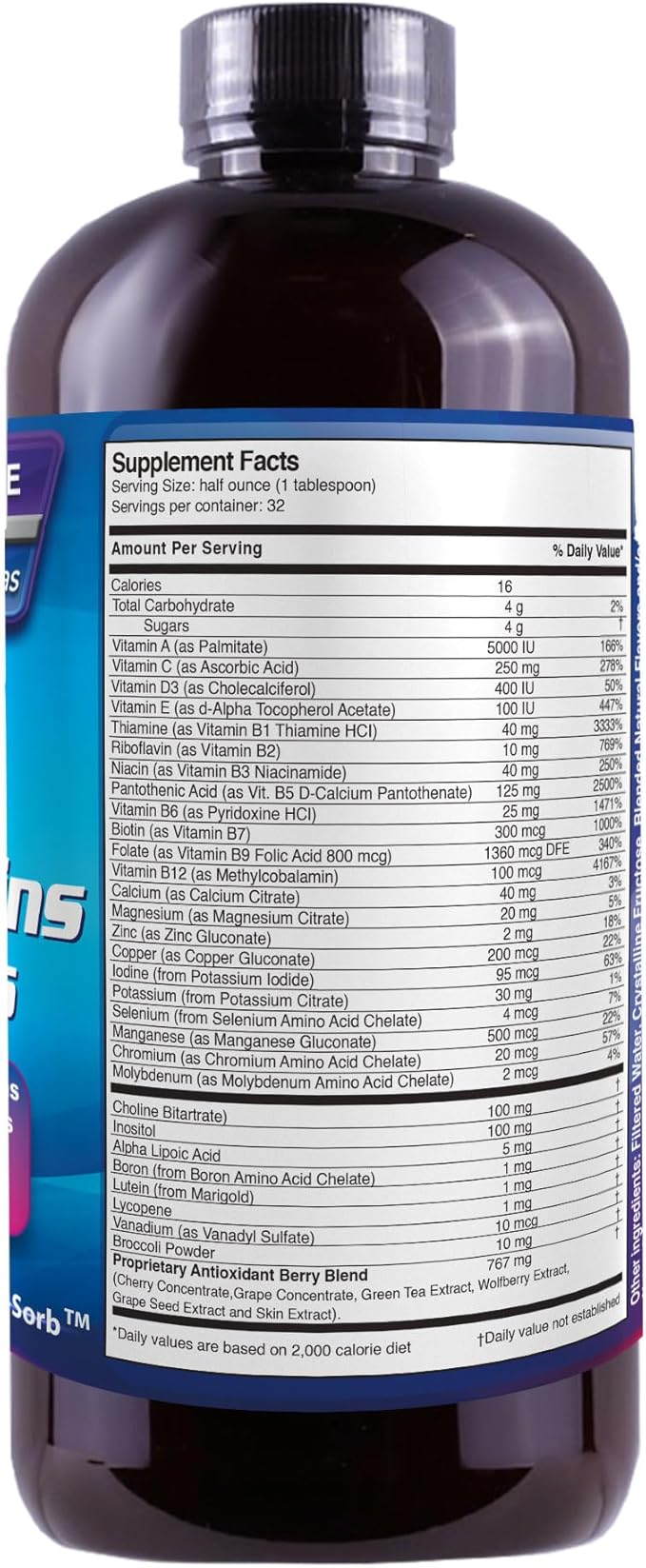 Liquid Mega MultiVitamins & Minerals 16oz. [Health and Beauty]