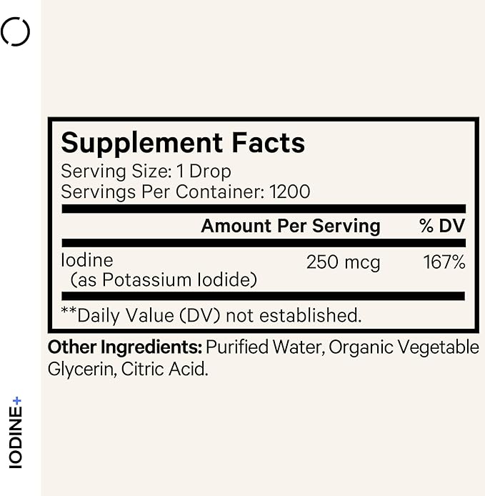Codeage USDA Certified Organic Iodine Drops - 250 Mcg Per Serving - 1+ Year Supply - Liquid Iodide Supplement - Pure, Clear Iodine - Vegan Potassium Iodine Liquid Drop - 2 fl oz