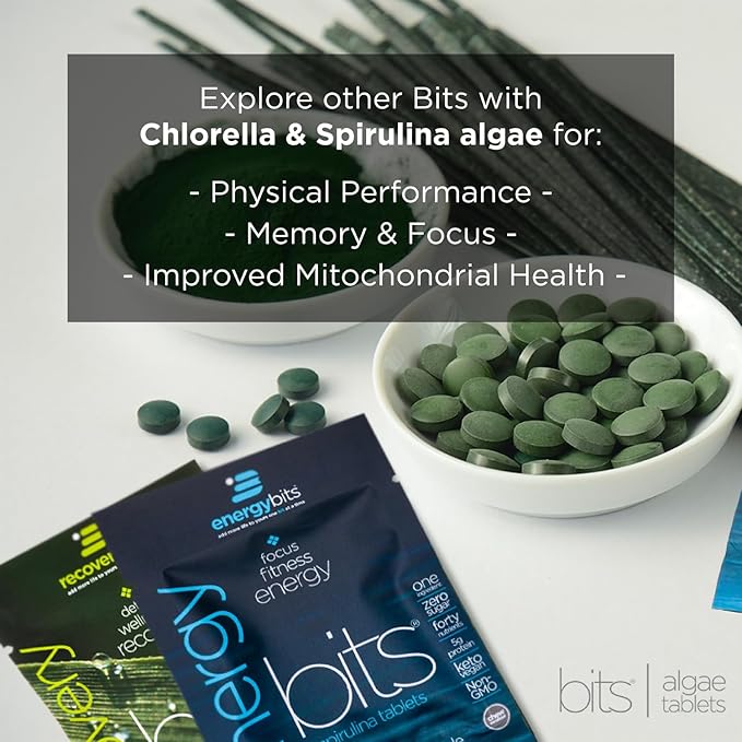 VITALITYbits - Organic Blended Spirulina & Chlorella Tablets - Algae Superfood - Energy, Self Care, Beauty - Replace Greens, Supplements, Protein, Snacks - Vegan, Keto, Gluten Free - 1000 Tablets Can