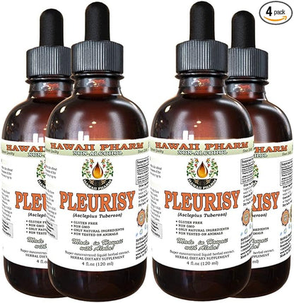 Pleurisy Root Alcohol-Free Liquid Extract, Pleurisy Root (Asclepius tuberosa) Dried Root Glycerite Natural Herbal Supplement, Hawaii Pharm, USA 4x4 fl.oz