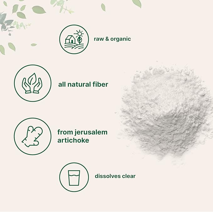 Organic Inulin FOS Powder (Jerusalem Artichoke), 2.2 Pounds (35 Ounce), Quick Water Soluble, Prebiotic Intestinal Support for Colon and Gut Health, Natural Fibers for Smoothie & Drinks, Vegan Friendly