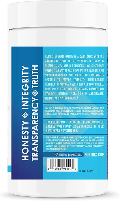 NuEthix Formulations Gourmet Greens Drink Powder Dietary Supplement with Fruit and Vegetable Superfoods and Probiotics, Espresso, 27 Servings