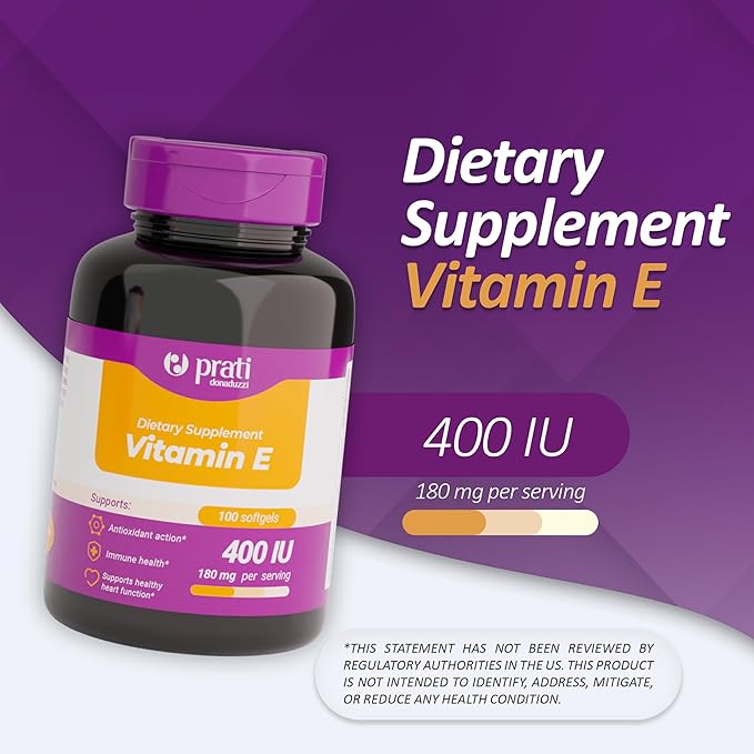 Vitamin E 400 IU – 100 Softgels – Strengthens The Defense System, Combats Free Radicals, and Promotes Healthy Aging – for Adults