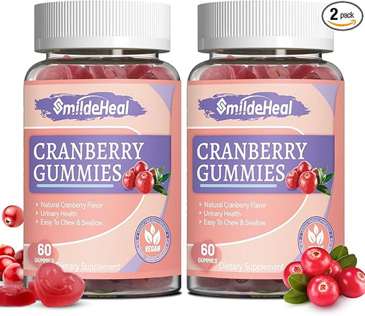 Cranberry Gummies 1000mg, Cranberry Supplements for Women, with D-Mannose 250mg, Womens Probiotic Gummies, Urinary Tract Health, Cranberry Flavor, NO GMOs, 60 Count (Pack of 2)