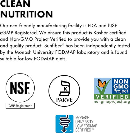 BlueBonnet Nutrition Sunfiber – 6 g of Plant Based Prebiotic Soluble Fiber – Supports Digestive Health* - Instant Dissolve – Non-GMO, Vegan, Kosher, Low-FODMAP – Unflavored, 7.4 OZ, 30 Servings