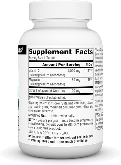Source Naturals Magnesium Ascorbate, Non-Acidic Vitamin C* -1000 mg, 60 Tablets