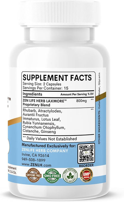 LAXMORE I Poop More Max Strength 100% Natural Plant-Based Supplement (30 Capsules)