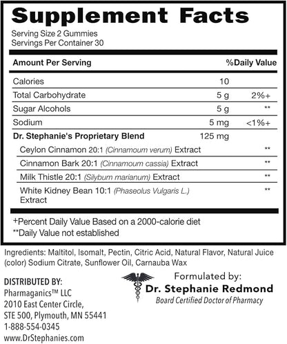 Dr. Stephanie’s SugarDown Gummies – Ceylon & Cassia Cinnamon Supplement - 4 Pack