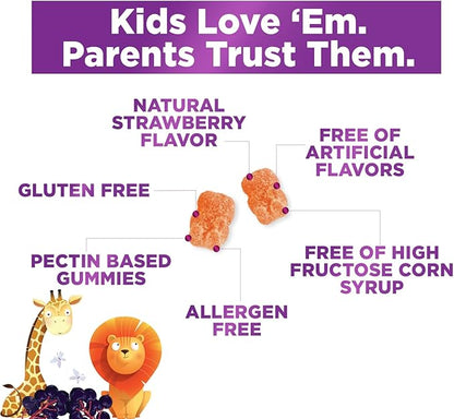 Kids Multivitamin Gummies - Daily Vitamins for Kids, Vitamin C, D3 & Zinc for Immune Support, Strawberry Flavored Gummies, Nature's Toddler & Kid Multi Vitamins, Non-GMO, Gluten Free - 60 Gummies