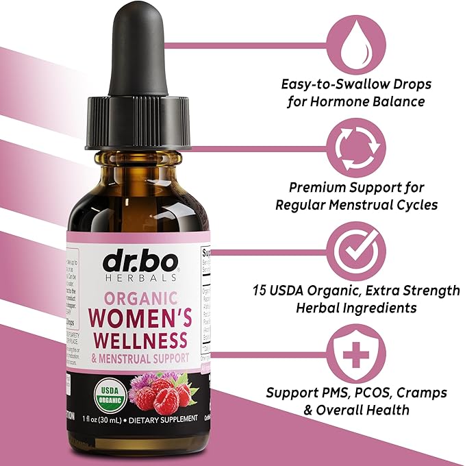 Thyroid Support & Hormone Balance for Women & PMS - Metabolism & Mood Thyroid Supplement Complex & Women's Wellness Organic Hormonal Balance Supplements Liquid Drops & Menstrual Cramp Period Support