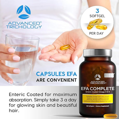 EFA Complete with Optimal Omega 3 6 9 Levels of High Potency Flax Oil, Fish Oil, Borage, and Evening Primrose 800mgs (90count) 3rd Party Tested - High in GLA and 369 Omegas