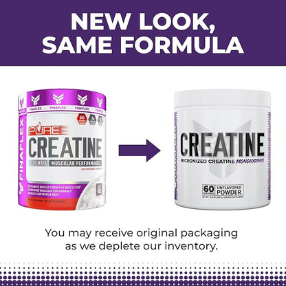 FINAFLEX Pure CREATINE, Unflavored - 10.6 oz, Pack of 2 - Promotes Muscular Strength, Size & Performance - 100% Pure, Micronized Creatine Monohydrate - 120 Total Servings