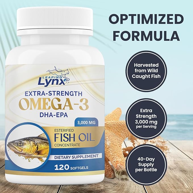 Omega 3 Fish Oil Capsules [3000mg] Omega 3 Supplement DHA Supplement | Omega3 Fish Oil Pills | for Heart Health, Immune System, Joints, Skin, & Brain Health, Gluten-Free and BURPLESS