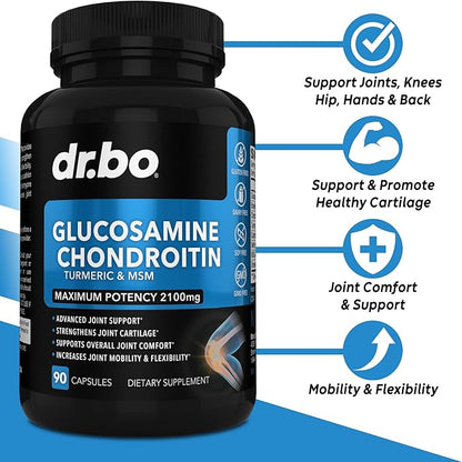 Glucosamine Chondroitin MSM Turmeric & Tart Cherry - Joint Health Supplement Knee Bone & Joints, Purge Uric Acid Cleanse Flush Antioxidant Pills - Joint Support Pills & Tart Cherry Extract Capsules