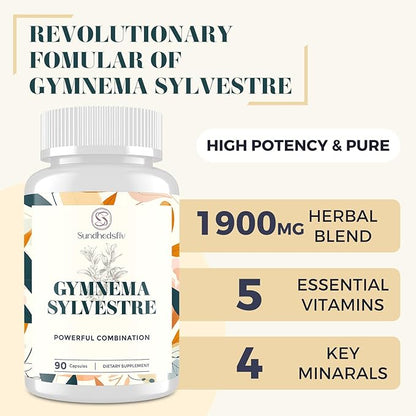 16 in 1 Blxxd Sugr Effective Gymnema Sylvestre Supplement 2100MG | with Berberine, Cinnamon, Bitter Melon | Vitamins, Magnesium & Chromium | 90 Vegan Capsules Capsules