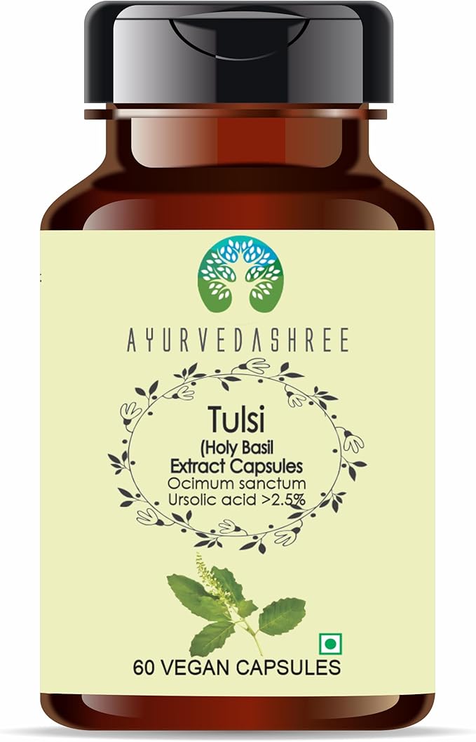 Tulsi Extract 500mg - 60 Vegetarian Capsules | Ocimum Sanctum | | All Natural | 100% Vegan | Gluten-Free | GMP Certified.