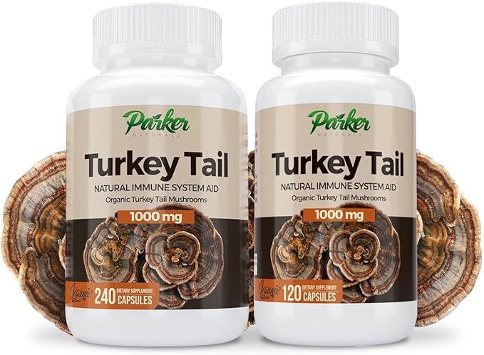 Turkey Tail Mushroom Capsules - Organic Mushroom Supplement for Immune System Health Support - 1000 mg Premium Supplements - 120 Capsules