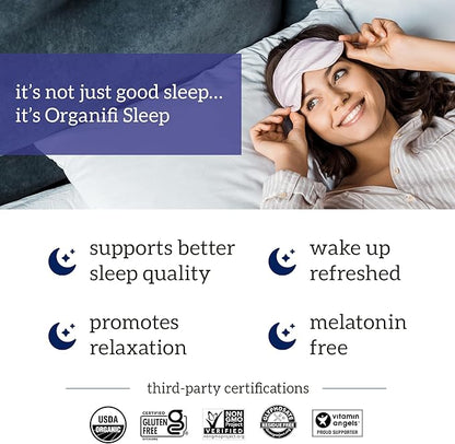 Organifi Sleep - Sleep Support with Valerian Root, Lavender, GABA and L-theanine - No Melatonin - Calming and Relaxing Nighttime Drink - No Gluten, Dairy or Soy