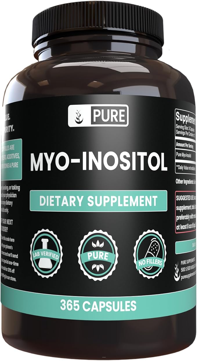Myo-Inositol (365 Capsules) No Magnesium Or Rice Fillers, Always Pure, Lab Verified