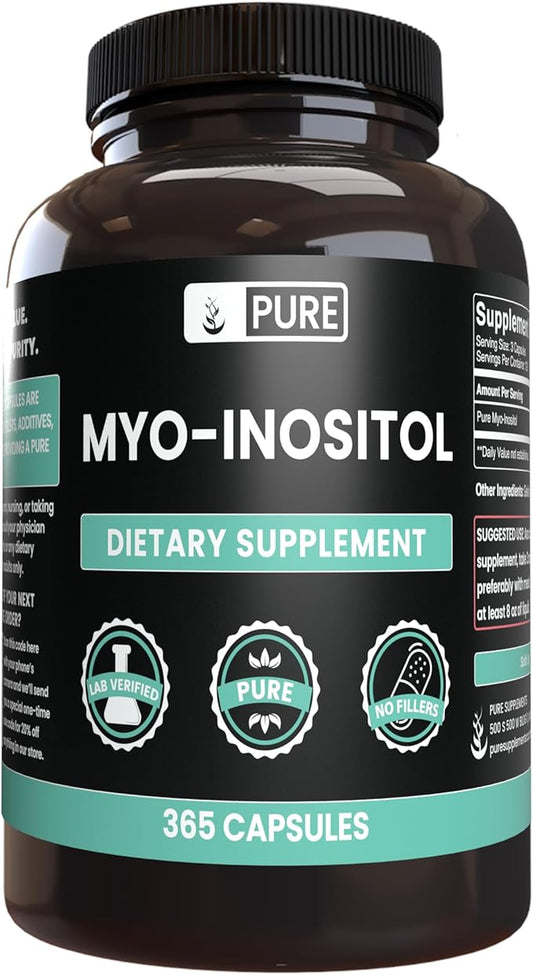 Myo-Inositol (365 Capsules) No Magnesium Or Rice Fillers, Always Pure, Lab Verified