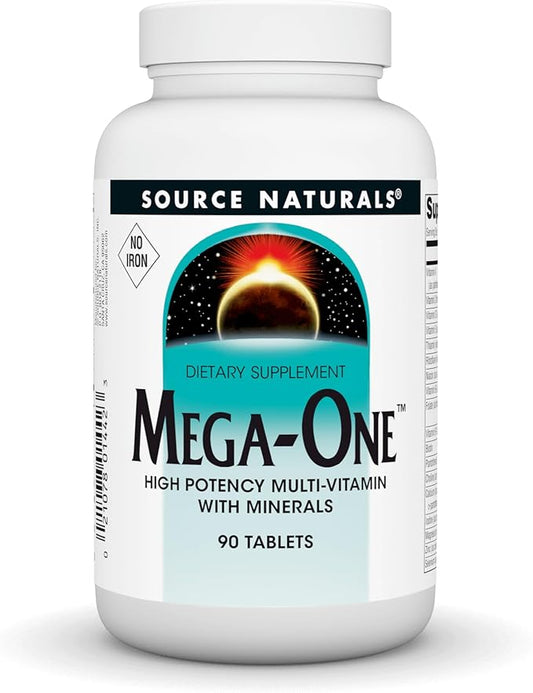 Source Naturals Mega-One Muti-Vitamin with Minerals, No Iron - 90 Tablets