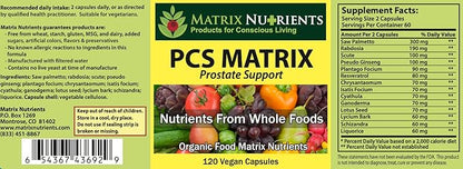 PCS Matrix - Lower PSA Levels for Healthy Prostate - 100% Natural Ingredients: Saw Palmetto, Rabdosia, Scute, Plantago Focium, Chrysantaomum, Ganoderma, Lotus Seed - Vegan Capsules (120ct)