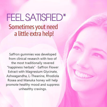 Sugar Free Saffron Gummies - Saffron Supplement Gummies 100% Pure Saffron Extract Whole Herb Gummies with Honey for Mood & Power, Vitamin B6, B12, D3, C - Organic, Vegan, Mixed Berry Flavor - 120Cts