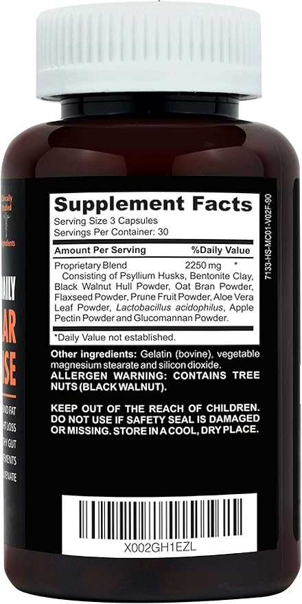 Clinical Daily Regular Cleanse. Natural Colon Cleanser & Detox for Energy and Constipation Relief. 90 Herbal Dietary Fiber Pills - Psyllium Husk Powder Capsules with Glucomannan, Aloe, PROBIOTICS