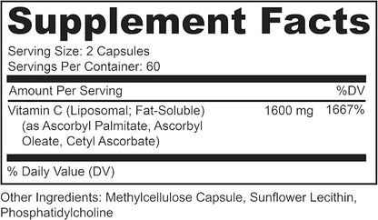 LIVELY VITAMIN CO. Citrus Kick - Liposomal Vitamin C - Sunflower Lecithin - Immune Function - Highly Absorbable - Collagen Synthesis - Eye Health Immunity - Gluten Dairy Soy Free - 120 Capsules