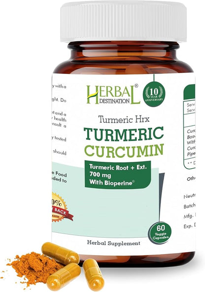 Turmeric Supplement Hrx- Immune Supplement, Metabolism Booster Joint Support Supplement with Turmeric Curcumin, Boswellia, Curcuma & Black Pepper Extract - 60 Capsules