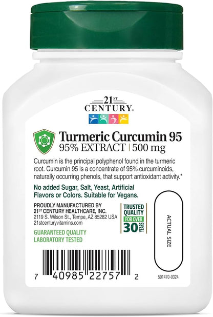 21st Century Curcumin 95 Herbal Supplements, 45 Count (22757)