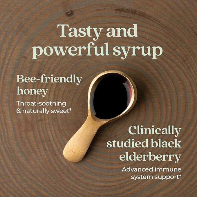 New Chapter Elderberry Syrup, 24 Servings, Immune Defense for Adults & Kids (2+), 64x Concentrated Black Elderberry + Throat-Soothing Grade A Honey, Non-GMO Project Verified, Gluten Free