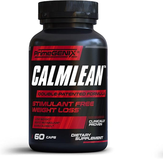 CalmLean Stimulant-Free Fat Burner | Weight Loss Supplement for Men | Appetite Suppressant, Metabolism Booster | Thermogenic Nutrients | Non-Stimulant Fat Loss Formula