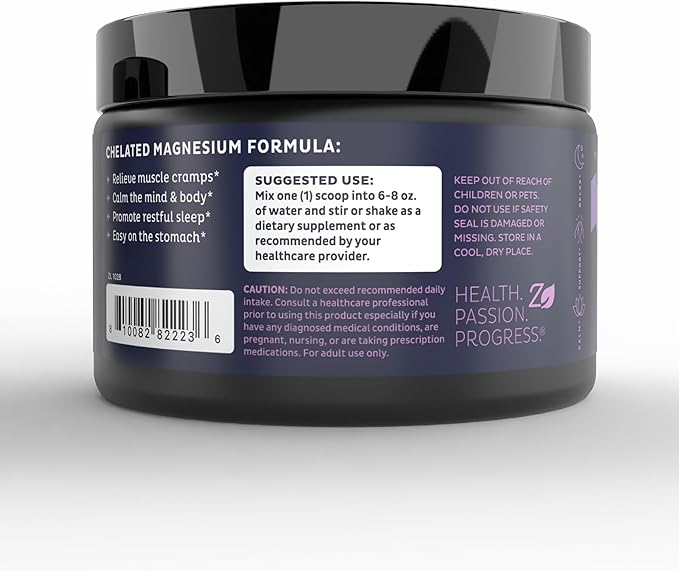 Premium Chelated Peach Mango Magnesium Glycinate, Malate, Citrate Triple Blend Magnesium Complex (Drink Mix (30 Serv.)