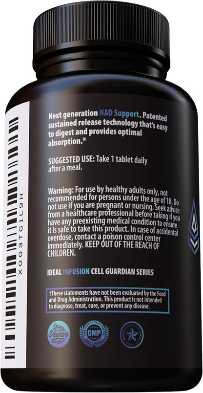 Ideal Infusion Sustained Release Supplement for NAD & NR Biosynthesis, Cardiovascular Health & Muscle Vitality: Boost ATP, NAD+, Glutathione (60 Servings) Vegan