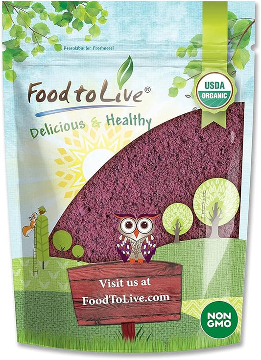 Food to Live Organic Black Elderberry Powder, 6 Ounces — Non-GMO, Made from Raw Dried Berries, Unsulfured, Vegan, Bulk, Great for Baking, Smoothies, Yogurts, No Sulphites