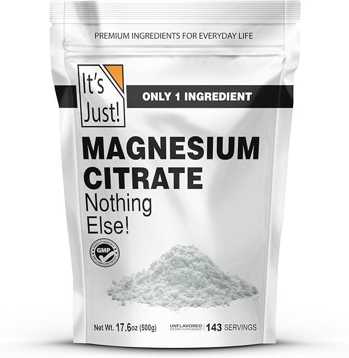 It's Just - Magnesium Citrate Powder, 500g, Magnesium Supplement, Unflavored (500g / 143 Servings)