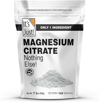 It's Just - Magnesium Citrate Powder, 500g, Magnesium Supplement, Unflavored (500g / 143 Servings)
