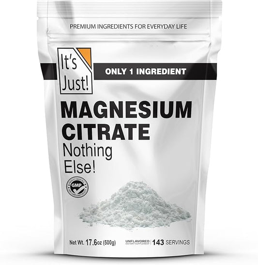 It's Just - Magnesium Citrate Powder, 500g, Magnesium Supplement, Unflavored (500g / 143 Servings)