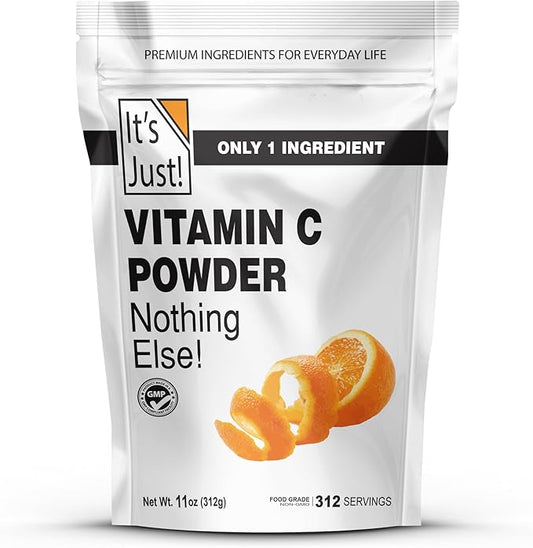 It's Just! - Vitamin C Powder, 100% Pure Ascorbic Acid, Food Grade, Immune Support, Homemade Cosmetics (11oz)