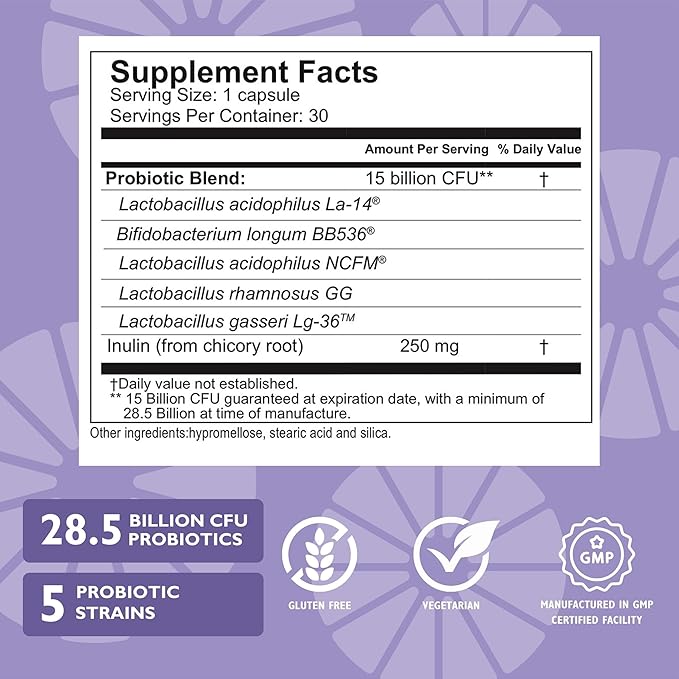 Celebrate Vitamins Balance Probiotic + Prebiotic - Post Bariatric Surgery Daily Supplement for Women & Men, 28.5 Billion CFU - Supports Digestive & Immune Health, Gluten Free (30 Capsules)