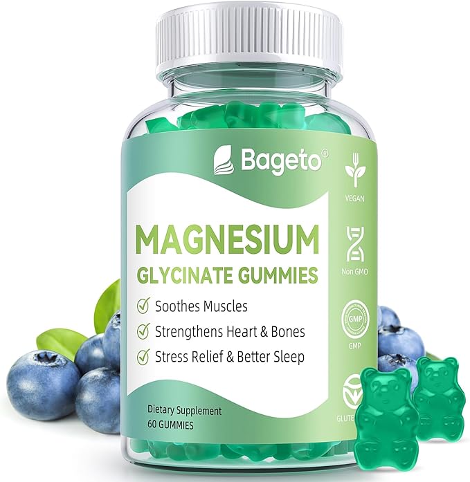 Magnesium Glycinate Gummies 400mg,Sugar Free Magnesium Gummies for Adults & Kids,High Absorption Magnesium Supplement for Sleep,Stress & Muscle Relief (60 Count, Mixed Berry)