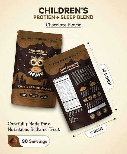 Remy Kids Protein Sleep Aid Supplements, Melatonin-Free Formula, Lactium®, L Theanine, VIT D, B6, Calcium & Herbal Extracts Sleep Aid for Kids, Balanced Nutritional Drink, Non GMO & Preservatives