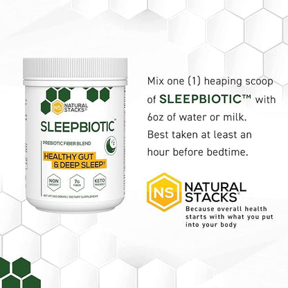 SleepBiotic Prebiotic Fiber Blend - Prebiotic Fiber Powder w/German Chamomile & Green Banana Flour - Prebiotic Powder Fiber Supplement for Healthy Gut 292g [20 Servings]